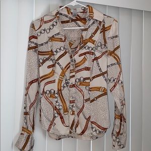 XS Cache button down silk blouse